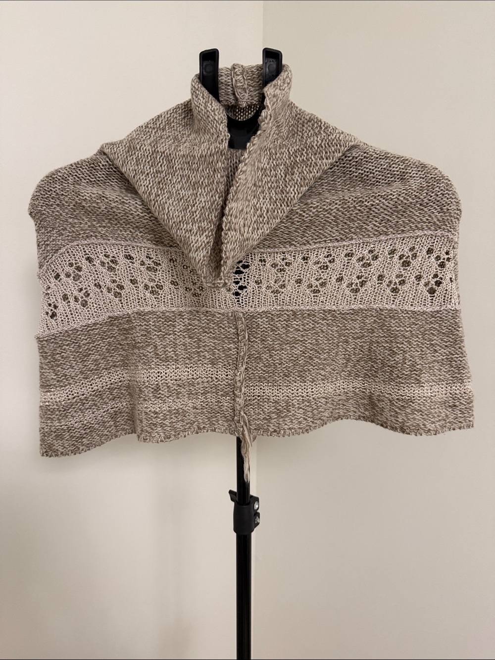 Free People Neutral Taupe Heather Knit Cape